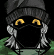 a cartoon of a man wearing a mask and a hat .