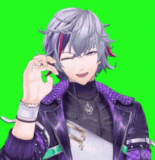 a man with gray hair and a purple jacket is smiling and giving the ok sign