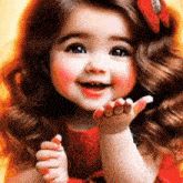 a little girl with long hair is blowing a kiss .