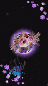 the word medine is on a black background with flowers