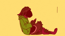a cartoon drawing of a person kissing another person with a heart on their head