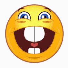 a cartoon smiley face with a big smile and a missing tooth