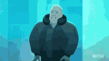a cartoon of a man with a netflix logo on the bottom