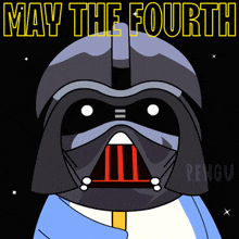 a drawing of darth vader with the words may the fourth above him