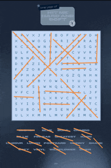 a word search with the words hit me hard and soft