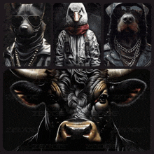 a collage of three pictures of animals with the word zedge on the bottom