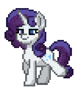 a pixel art of a pony with a purple mane