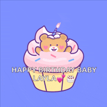 happy birthday wishes cupcake bear kawaii