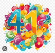 the number 41 is surrounded by colorful bubbles