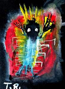 a painting of a monster with the name t.r. written below it
