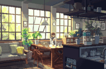 pixel art kitchen cafe summer relaxing