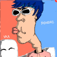 a drawing of a man with sunglasses and the word ponoaz on it