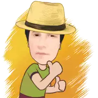 a cartoon of a man wearing a hat and a green shirt