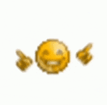 a blurred image of a yellow smiley face with three hearts coming out of it .