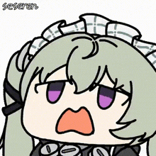 a cartoon drawing of a maid with a surprised look on her face