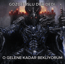 a painting of a demon with the words gozde uslu dur dedi o gelene kadar bekliyorum