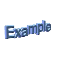 a 3d rendering of the word example in blue