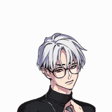 a drawing of a boy with white hair and glasses