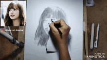a drawing of a girl with the words made in animotica below it