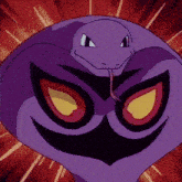 a purple snake with a long tongue sticking out of its mouth