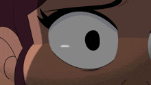 a close up of a cartoon character 's eyes with a white line between them