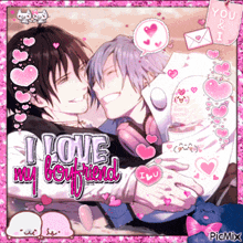 a poster that says i love my boyfriend in pink