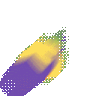 a purple , yellow and green painting on a white background