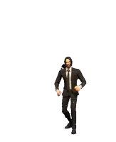 a man in a suit and tie is dancing with his arms in the air