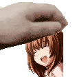 a hand is putting a picture of a girl on top of a picture of a girl .
