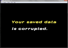 a computer screen displays a message that your saved data is corrupted