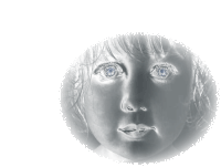 a black and white drawing of a woman 's face in a circle .