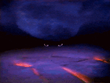 a group of ghosts are standing in a cave with a purple background