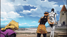 a couple of anime characters standing next to each other