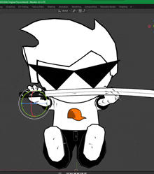 a 3d model of a cartoon character is being edited in blender