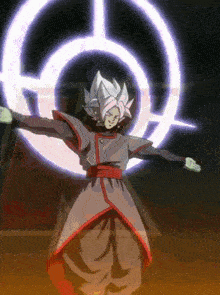 a cartoon character is standing in front of a target