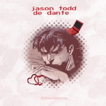 a drawing of jason todd de dante with a red game boy