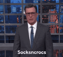 Socksncrocs Stephen Colbert GIF - Socksncrocs Stephen Colbert Cough GIFs