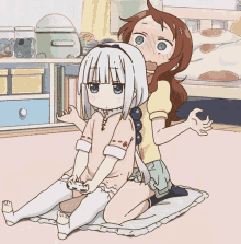 a cartoon of a girl hugging another girl