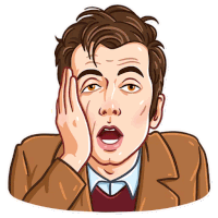 a sticker of a man with his hand on his face and his mouth open