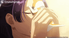 a crunchyroll ad with a woman holding a cat on her face