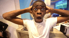 a man with a surprised look on his face