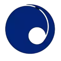 a blue circle with a white circle inside of it on a white background