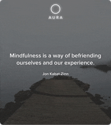 a quote by jon kabat-zinn that says mindfulness is a way of befriending ourselves and our experience ..