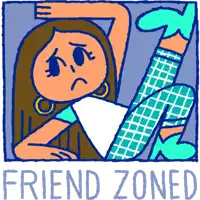 a cartoon drawing of a girl laying down with the words friend zoned below her