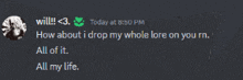 a screenshot of a conversation between a person and another person