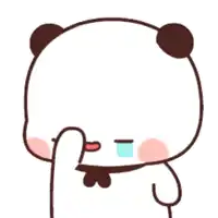 a cartoon panda is crying with tears coming out of his eyes .