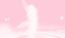 a pink background with a picture of a fairy and the words tinkerbell