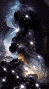 a painting of a galaxy with lots of stars and smoke