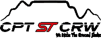 a logo for cpt st crw with a mountain in the background