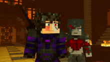 two minecraft characters standing next to each other